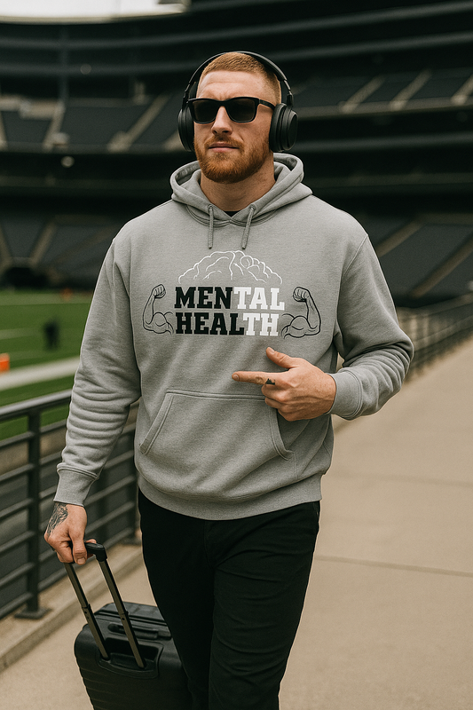 Grey and Black Men Heal Hoodie